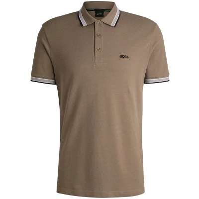 Afbeelding van BOSS Paddy Poloshirt, Heren, Maat: Small, Khaki