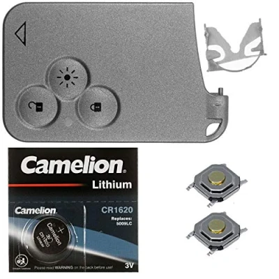 Afbeelding van Draadloze afstandsbediening voor autosleutel 1x Keycard behuizing 3 knoppen + CR1620 batterij 2x microknop Renault
