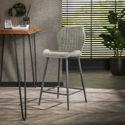 Afbeelding van Fraaai Varadero barstoel Boucle grijs