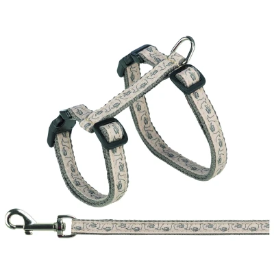 Afbeelding van Trixie Kattentuig Met Riem Grijs / Beige 27 45 CM/13 MM 120 CM