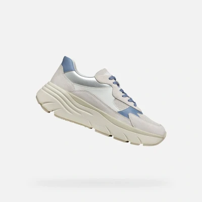 Afbeelding van Geox Sneakers laag, Dames, Maat: 36, Light blue off white Leer/ synthetisch