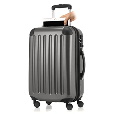 Afbeelding van HAUPTSTADTKOFFER Alex 4 dubbele wielen handbagage met laptopvak, hardshell uitbreidbare koffer 55 cm trolley, TSA, titanium