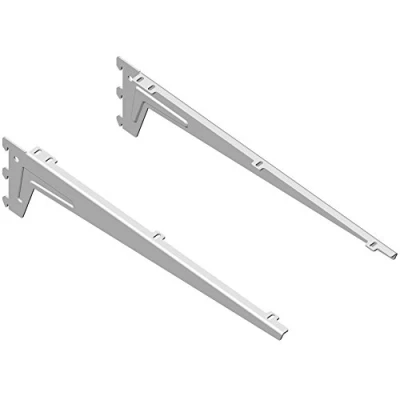 Afbeelding van DIY Element System hoekdrager mooi gevormde afwerking van de plankzijde voor het opleggen houten vloeren met 3 ophanghaken 480 mm, staal, wit, 2 stuks.