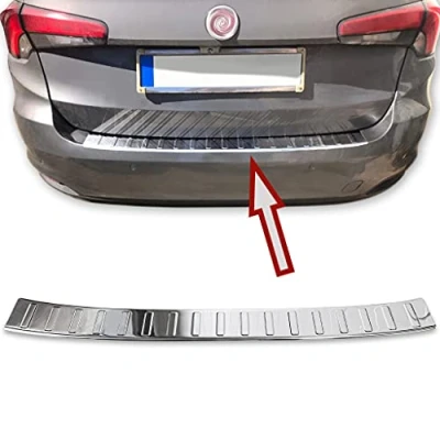 Afbeelding van Bumperbescherming roestvrij staal, chroom, compatibel met Fiat TIPO KOMBI, type 356, 2015, schuine rand, premium kwaliteit van RECAMBO