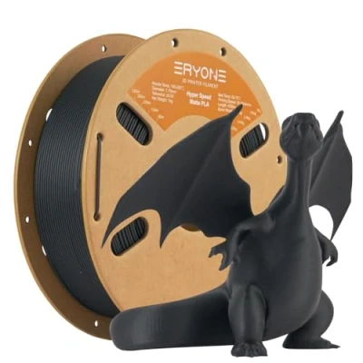 Afbeelding van ERYONE High Speed Matte Filament PLA 1.75mm +/ 0.03mm, 3D Printing Pro Fit Most FDM Printer, 1kg (2.2LBS) / Spool, Black