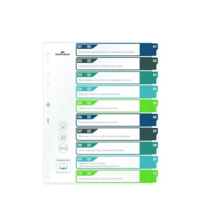 Afbeelding van Durable 679527 Register DIN A4+ 1 10 Polypropyleen Meerdere kleuren tabbladen