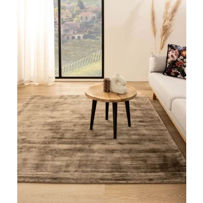 Afbeelding van Viscose Tapijt/Vloerkleed Vierkant Glamour Bruin 140x140 Cm