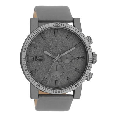 Afbeelding van donker grijze OOZOO horloge met leren band C11312