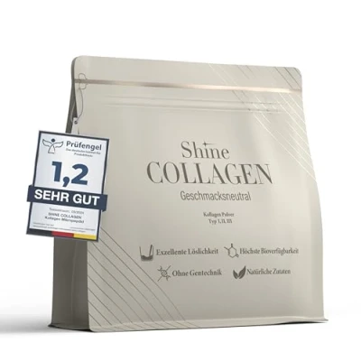 Afbeelding van Shine Collagen Poeder 500g 100% collageen peptide, premium hydrolysaat type 1, 2 en 3, halal, perfecte oplosbaarheid, smaakneutraal