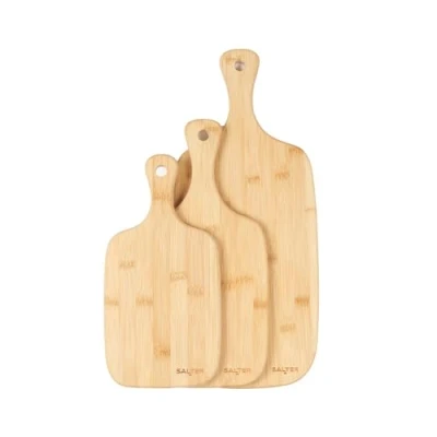 Afbeelding van Snijplankenset van bamboe peddels, 3 delige serveerplanken, 30/35/45 cm, sterk en duurzaam, beschermt het keukenblad, omkeerbaar, ideaal voor serveren vleeswaren kaas