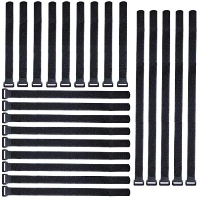 Afbeelding van Gebildet 25pcs Geassorteerde Zwarte Kabelbinders,20cm/30cm/40cm Herbruikbare Kabelband,Verstelbare Kabelbeheerbanden,Klittenbandwikkelband voor PC Computerelektronica