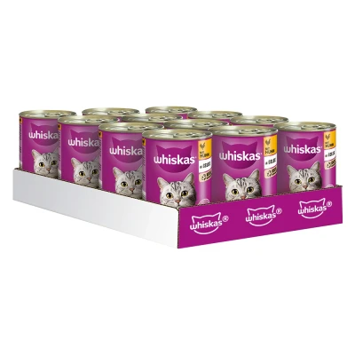 Afbeelding van 12 x 400 g Whiskas 1+ Kip in gelei kattenvoer