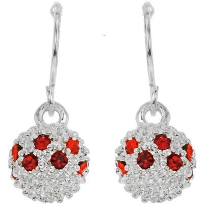 Afbeelding van Behave Oorbellen hangers zilver kleur met rode steentjes
