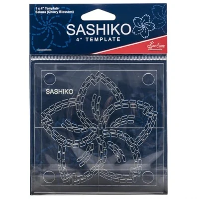 Afbeelding van Sew Easy 10 cm Sashiko Template Sakura (kersenbloesem) Quilten &amp; Patchwork Regel voor Applique naaien, transparant acryl antislip, instructies inbegrepen