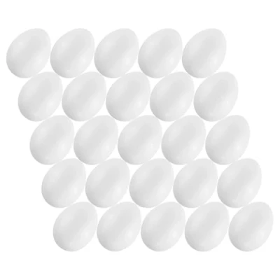 Afbeelding van MCE Commerce A636025 1 Kunststof eieren, 6 cm, 25 stuks, om te knutselen en versieren met Pasen, wit
