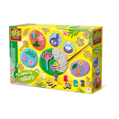 Afbeelding van SES Botanisch reliëf gieten en schilderen Inspired by nature maak je eigen gips mal sneldrogend met 6 kleuren verf