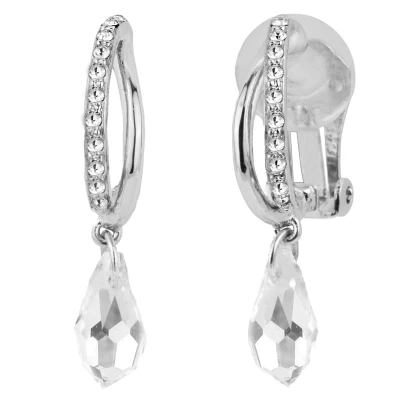 Afbeelding van Traveller Clip Oorbellen Oorhangers Dames Zilverkleurig Preciosa Kristal Druppel 157566