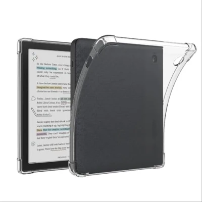 Afbeelding van GIOPUEY Transparante hoes voor Kobo Libra Colour/Libra 2, zachte TPU achterkant, dun hoesje met airbagbescherming, licht, compatibel 2 Transparant