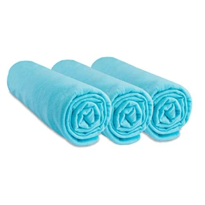Afbeelding van Easy Dort Hoeslaken, 70 x 140 cm, set van 3 hoeslakens, 100% katoenen jersey, turquoise, rekbaar, ademend, gezonde slaap, merk Oeko Tex label kwaliteit Made in Europe