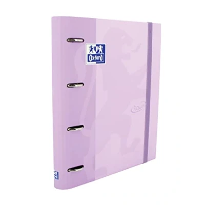 Afbeelding van Oxford, Map met 4 ringen, A4+, deksel, sluiting rubber, 5 x geruit en kleurstrepen, Write&amp;Erase, stickerblad, Malva Touch
