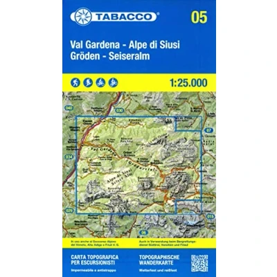 Afbeelding van Val Gardena. Alpe di Siusi. Gröden. Seiseralm. Carta topografica in scala 1:25.000: 05