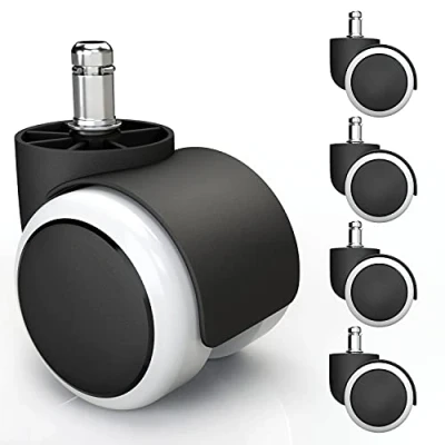 Afbeelding van 5x harde vloer wielen met PVC hoes geruisloos &amp; krasvrij universele bureaustoel ideaal voor parket, laminaat, tegels stenen vloeren (11 x 22 mm, Wit)