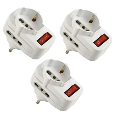 Afbeelding van Electraline 92398 meervoudige stekkeradapter met schakelaar, draaibare stekker, 16 A, wit