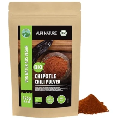 Afbeelding van biologische chipotle chilipoeder (125g), biologisch chipotlepoeder, chili gemalen uit gecontroleerde teelt, 100% puur en natuurlijk