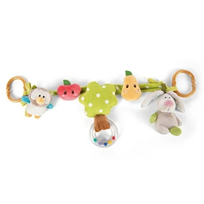 Afbeelding van NICI Hangend Kinderwagenspeelgoed met Konijn en Uil 40 cm, Kleurrijk I Baby Speelboog 5 Hangende Figuren Kinderwagen 2 Verwijderbare Bevestigingsringen 48512