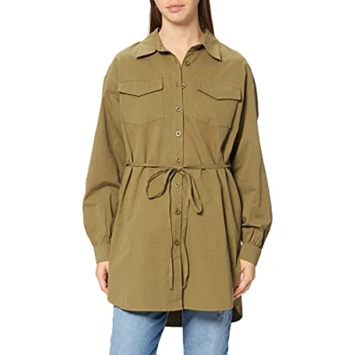Afbeelding van NA KD Oversized dameshemd met riem, groen, 36