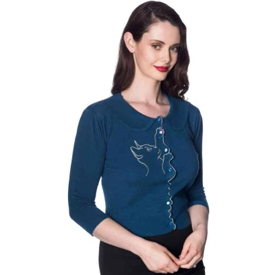 Afbeelding van Dancing Days CAT SCALLOP COLLAR Cardigan M Blauw
