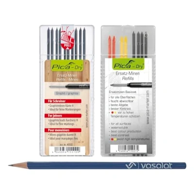 Afbeelding van Pica Dry Vullingset, 10 stuks reservevullingen, grafiet, hardheid H en 8 waterstraalbestendig, in blauw/wit/groen