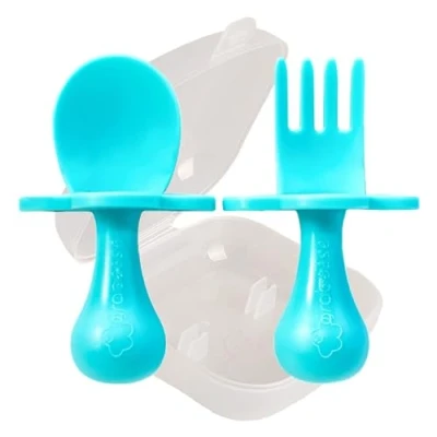 Afbeelding van Grabease Babybestekset, zelfvoedend, blauwgroen