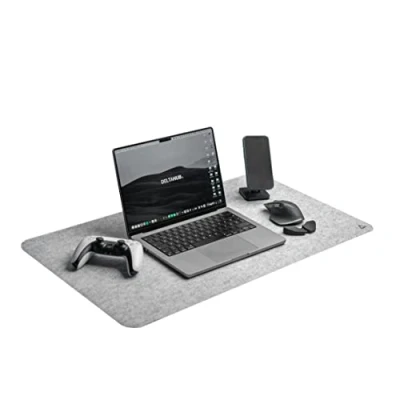 Afbeelding van DELTAHUB® Minimalistische muismat Vilten bureauonderlegger Lichtgrijs 45 x 80 cm Anti slip Gaming