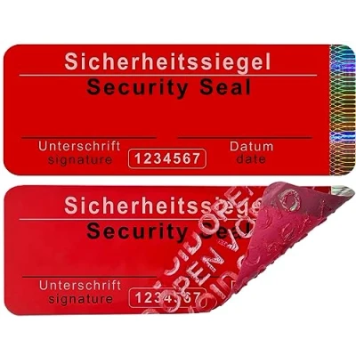 Afbeelding van 250 stuks veiligheidszegels met serienummer zonder resten 70 x 25 mm rood, beschrijfbaar veiligheidszegels, veiligheidsetiketten, sluitetiketten, sluitzegel, plakzegel, labels, stickers