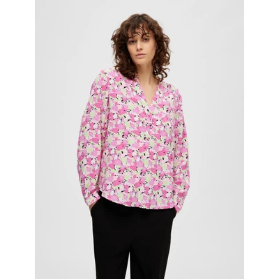 Afbeelding van SELECTED FEMME Dames Slfmivi Ls AOP Top B Noos blouse, Zwart/Aop: aop, 34