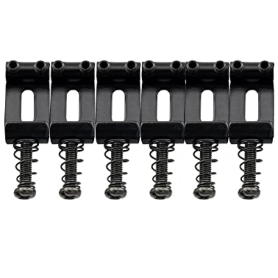 Afbeelding van Musiclily Pro 10,5mm Vintage stijl Staal Brugzadels voor Strat Tremolo Stratocaster Elektrische Gitaar, Zwart (Set van 6)