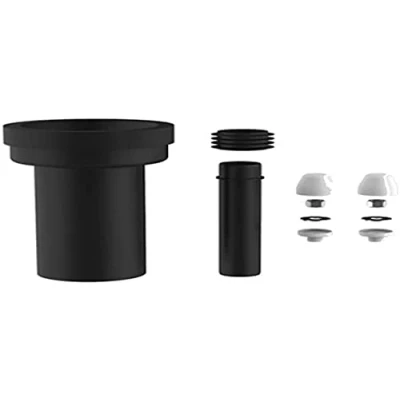 Afbeelding van SANIT WC aansluitgarnituur 180 mm, kleur wit, geschikt voor wandtoiletten, incl. aansluitbuis 45 mm + spoelbuisverbinder aansluitstukken DN 90 58.931.00.000, zwart, 19cm