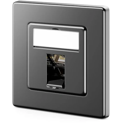Afbeelding van deleyCON 1x CAT7 Netwerkcontactdoos 1 Poort LAN Aansluitdoos Datacontactdoos Inbouwdoos + CAT 7 Keystone Module 45 Haakse Uitlaat RJ45 DSL Netwerk Patchkabel Installatiekabel Zwart