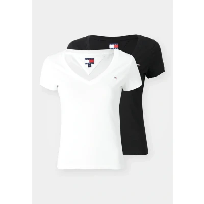Afbeelding van Tommy Jeans V NECK TEE 2 PACK Tshirt basic, Dames, Maat: 32, Ecru/black