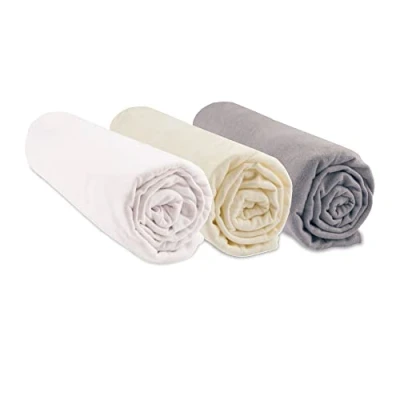 Afbeelding van Lot de 3 draps housse Coton Bio 60 x 120 Noisette blanc, ecru