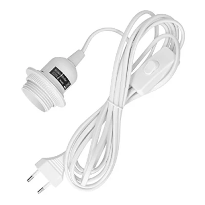 Afbeelding van kwmobile E27 lampfitting met kabel Snoerpendel 3,5 meter snoer Inclusief schakelaar en stekker Voor hanglampen plafondverlichting Wit