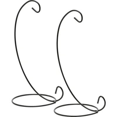 Afbeelding van VBS Set van 2 ornamentenstandaards metaal 10,5 x 23 cm presentatiestandaard hangstandaard glazen bol