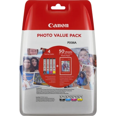 Afbeelding van CANON CLI 571 Value Pack blister 4x6 Phot Paper PP 201 50sheets + Cyan