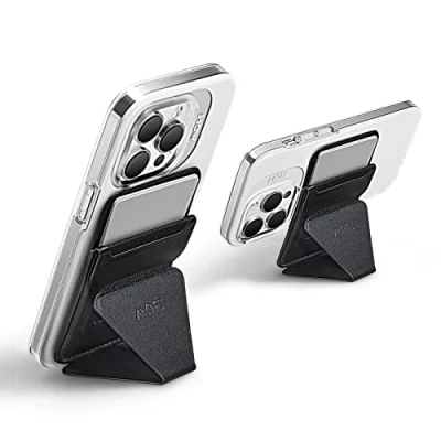 Afbeelding van MOFT MagSafe Portemonnee Magentic Telefoonstandaard voor iPhone 15 14 13 12 Series, Opvouwbare Vegan Leren Kaarthouder met 3 Verstelbare Kijkhoeken, Accessoires, Zwart