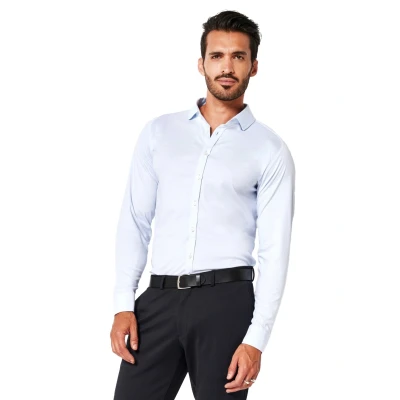 Afbeelding van Desoto Overhemd Kent Lichtblauw maat XL Heren Overhemden Formeel Effen met Slim fit Pasvorm Super stretch