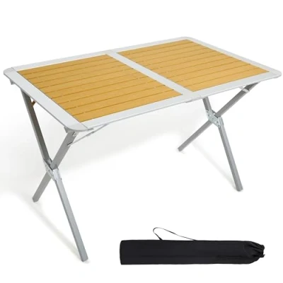 Afbeelding van TIMBER RIDGE Campingtafel, inklapbaar, klaptafel, draagbaar, aluminium, met tas, voor picknick, koken, tuin, wandelen, reizen, 110 x 70 cm
