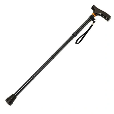 Afbeelding van Homecraft Folding Gekleurde wandelstok met houten handvat, gemakkelijk instelbare voor evenwicht, loophulp, grijs marmer, 735 825 mm / 29 33 inch,