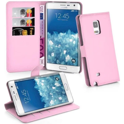 Afbeelding van Cadorabo Hoesje geschikt voor Samsung Galaxy NOTE EDGE in LOTUS ROZE Beschermhoes Cover magnetische sluiting Case