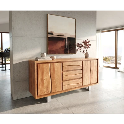 Afbeelding van dressoir Live Edge acacia natuur 172 cm 4 deuren 3 laden boomrand